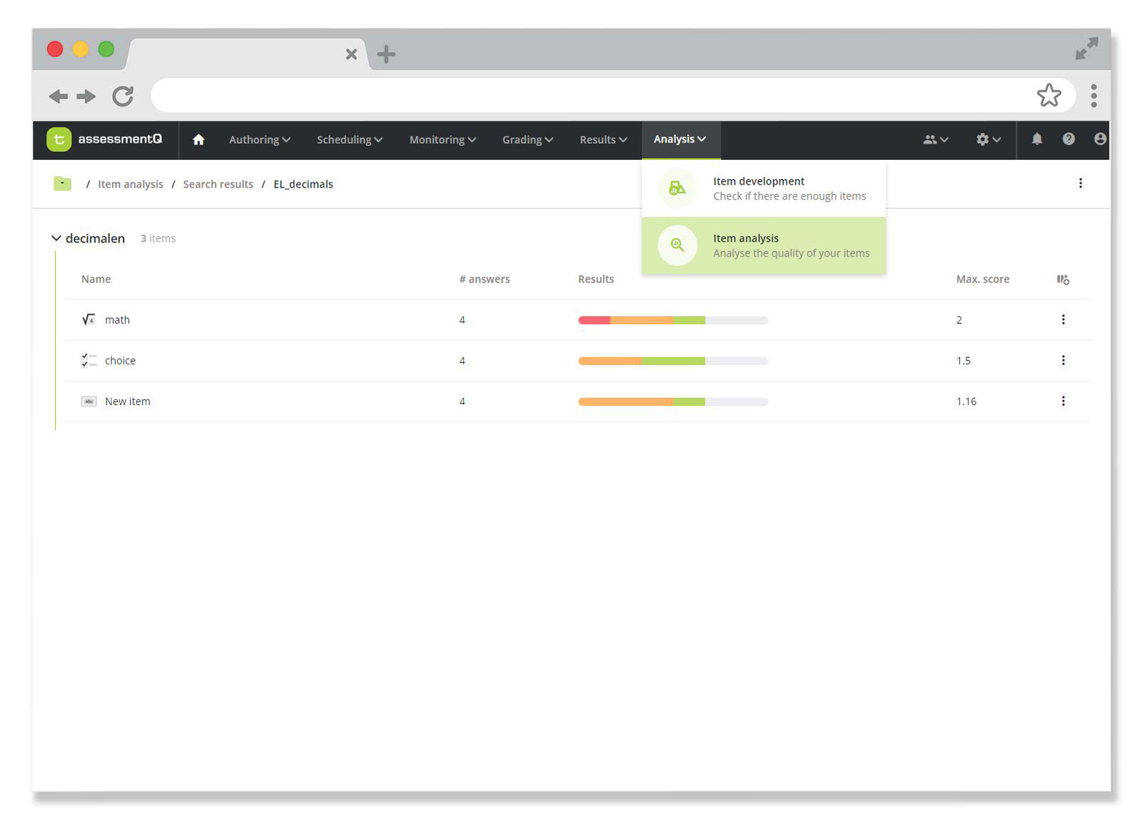 analysis in assessmentQ